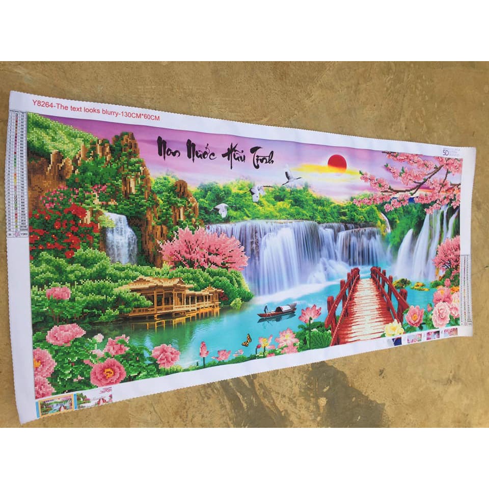 Tranh đính đá phong cảnh Non Nước Hữu Tình  - chưa đính đá