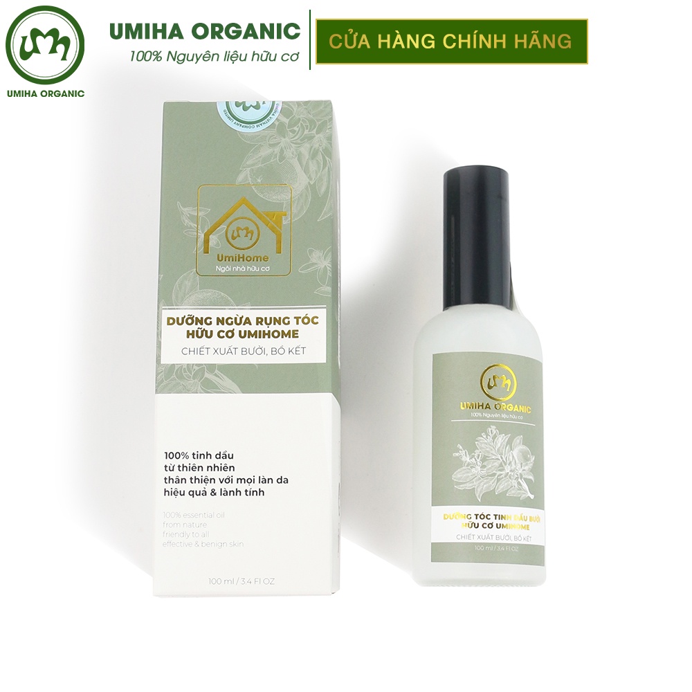 Xịt nước tinh dầu Bưởi và Bồ Kết kích mọc tóc hữu cơ UMIHA ORGANIC 50/100ml giảm rụng tóc, làm tóc mền mượt