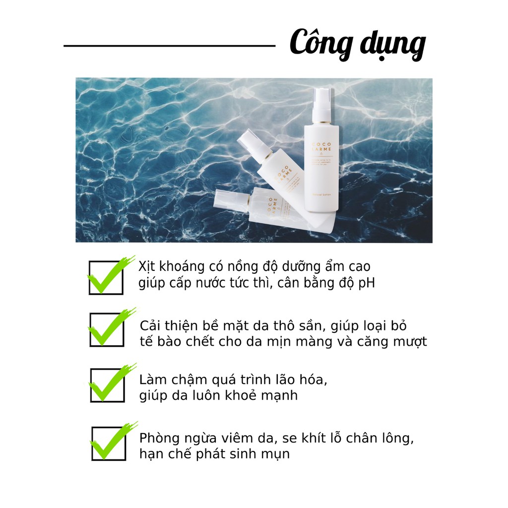Xịt khoáng cấp ẩm, phục hồi da, mềm mượt Cocolarme Natural Lotion 100ml