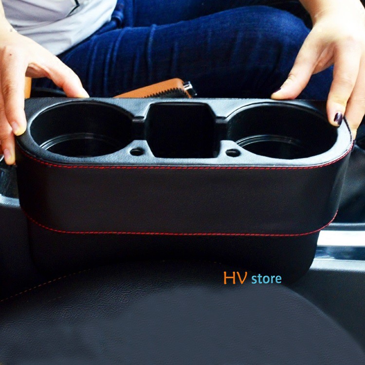 Khay để đồ khe ghế phụ ô tô loại bọc da PU - HV Store 322