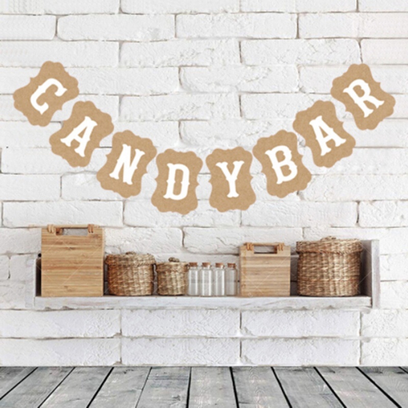 Banner giấy bìa cứng in chữ "Candy Bar" trang trí tiệc