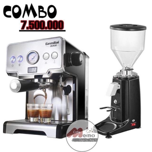 Combo máy pha cafe Gemilai CRM3605 + máy xay Gemilai CRM020