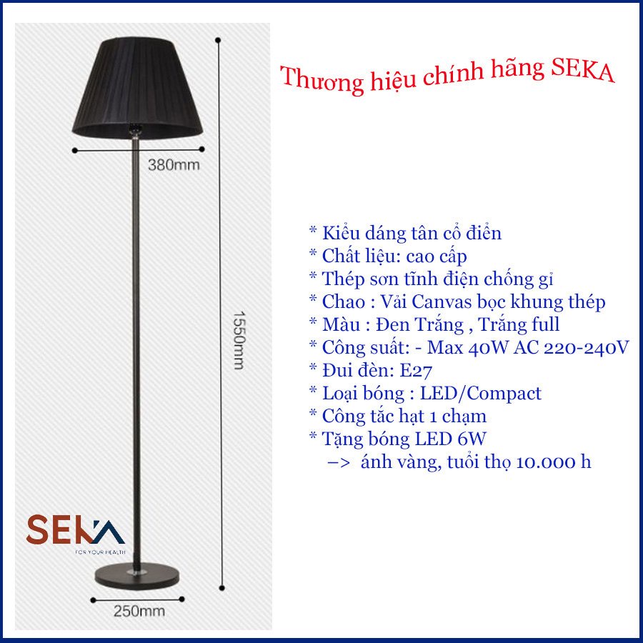 Đèn cây đứng phòng ngủ, đèn cây seka dáng thẳng