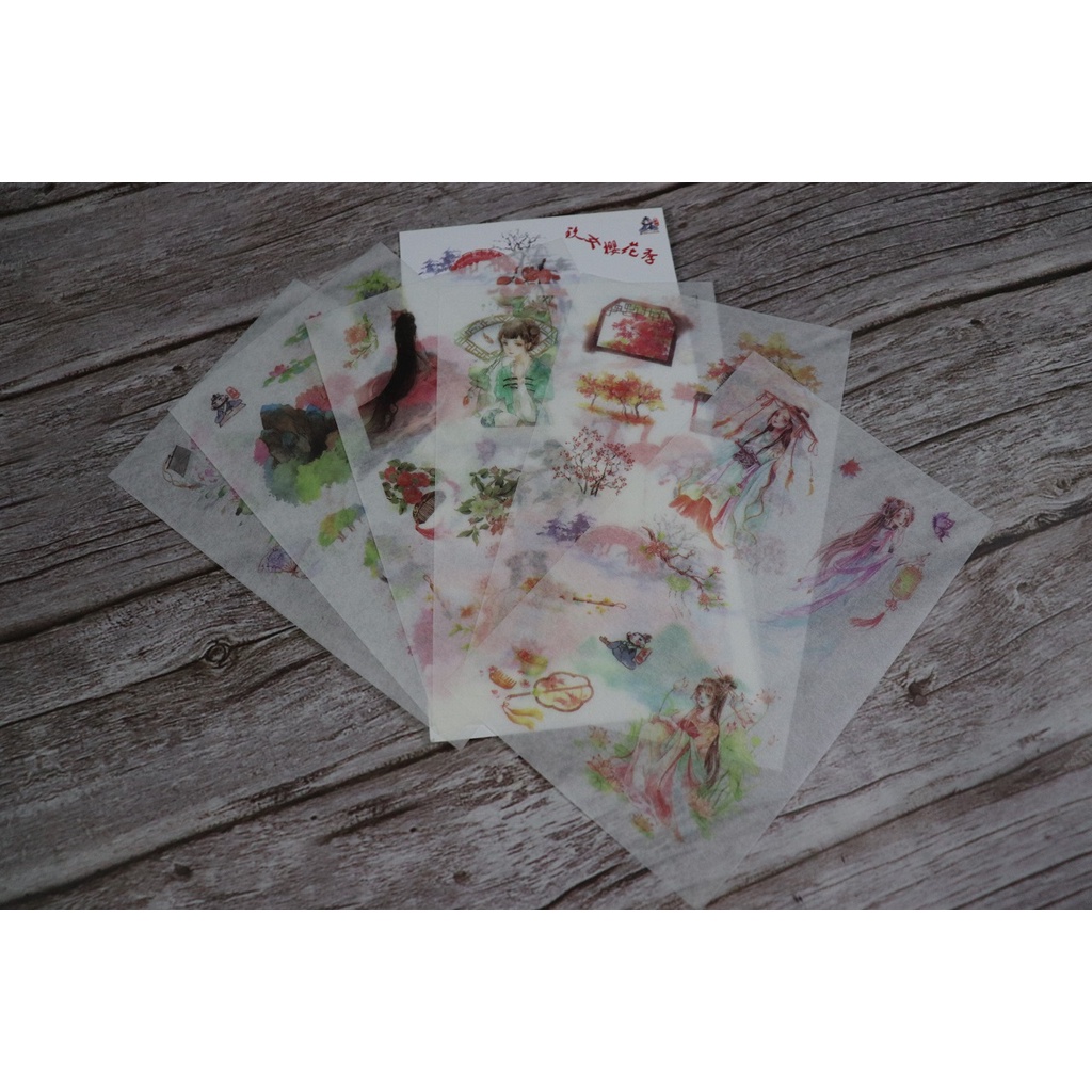 Bộ 6 Tấm Sticker Giấy Trang Trí Cổ Trang Ver.6