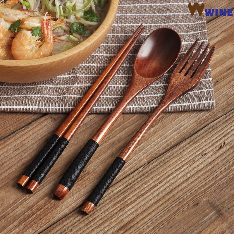 Muỗng Gỗ Nĩa Đũa Ăn Cơm Vá Muôi Gỗ Xới Cơm - Thìa Khuấy Cafe Cà Phê Sinh Tố Phong Cách Nhật wine