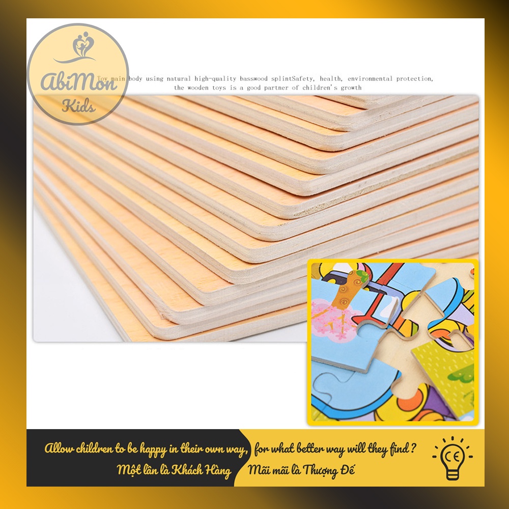 Tranh Ghép Hình Gỗ 12 Miếng Cho Bé ☘️ Montessori cao cấp ✨ (Đồ chơi Gỗ - Đồ chơi Giáo Dục - An toàn - Thông minh)