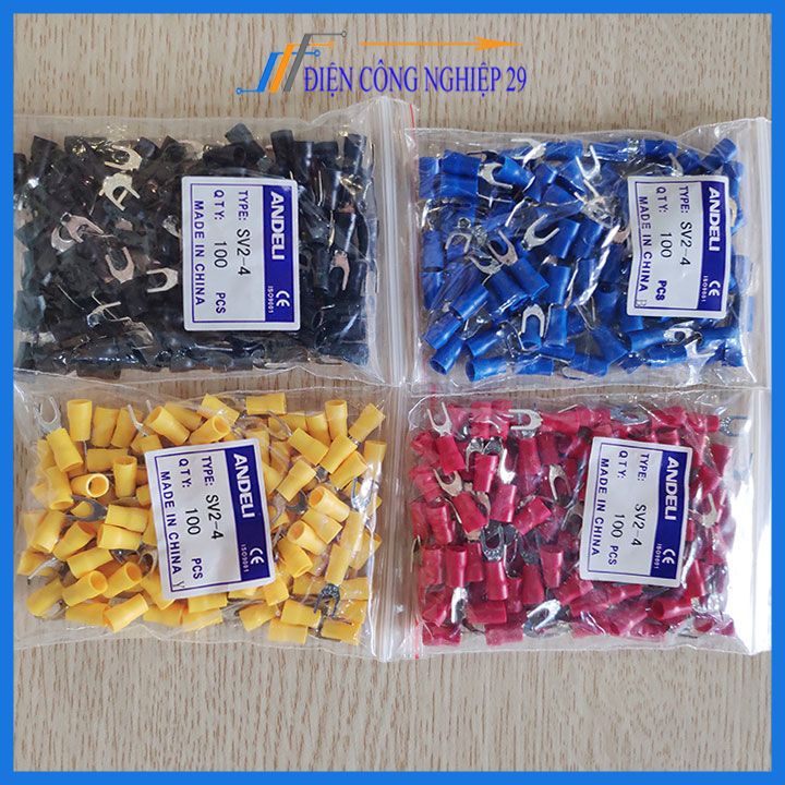 Đầu cos cốt chữ Y, đầu cốt bọc nhựa SV5.5-5 ,SV3.5-5  SV2-5,Đấu dây từ 0,5mm đến 6mm bền đẹp cho thiết bị điiện