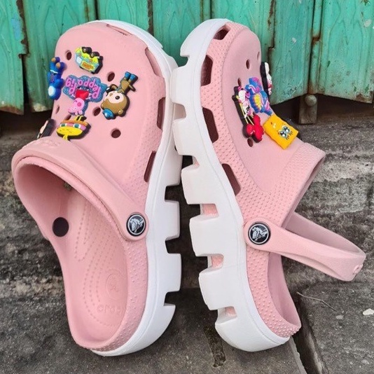 Dép cross hồng đế trắng lượn sóng unisex cao cấp💖FREESHIP💖sục cross bít đầu hotrend DU01