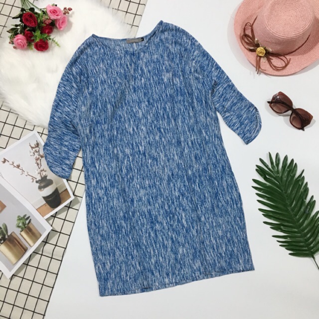 Đầm suông tay lỡ rằn rì ảnh chụp thật 100%