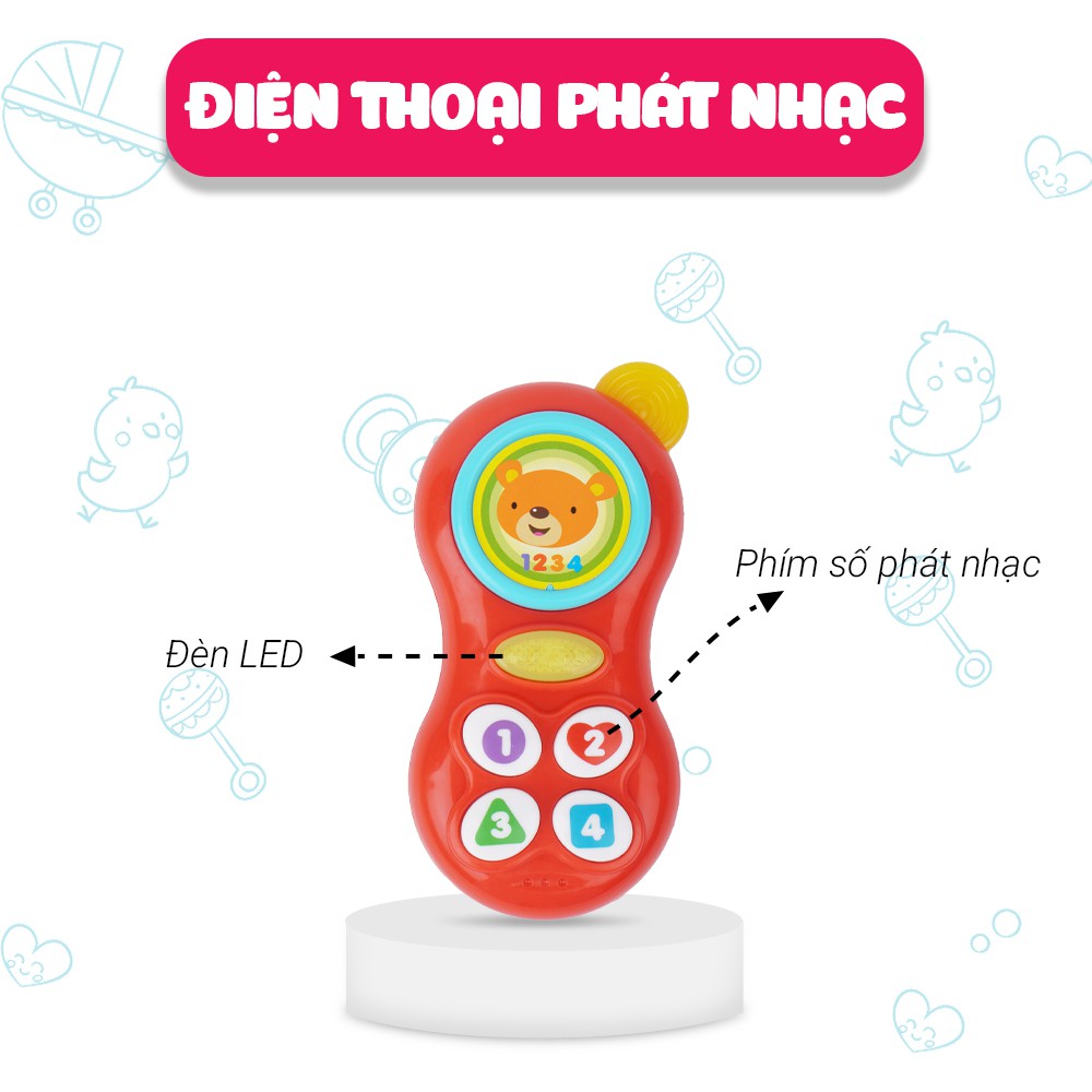 Set 3 món đồ chơi công nghệ điện thoại, Ipad kèm chìa khóa gặm nướu Winfun 3024/3025