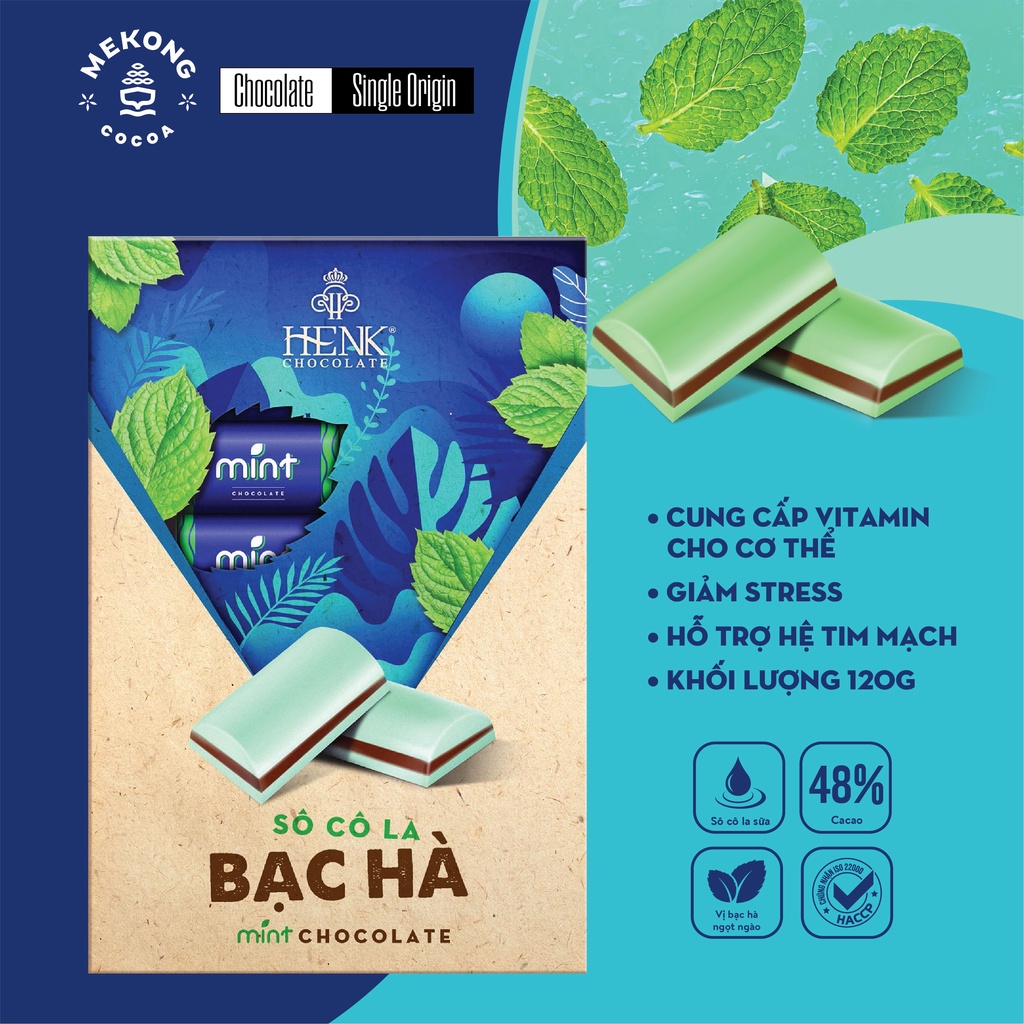 Socola Bạc Hà MEKONG CHOCOLATE Ngọt Ngào Tươi Mát Hộp 120g - Chocolate Peppermint