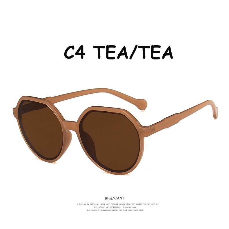 Kính mát gọng tròn màu trà sữa phong cách Hàn Quốc