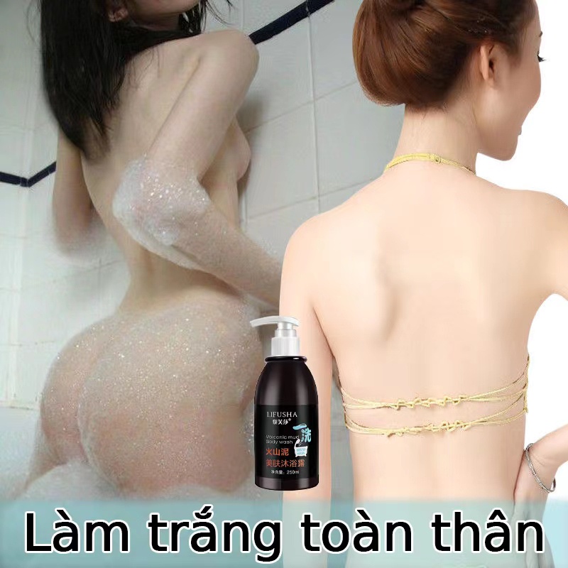Sữa tắm trắng da Tẩy tế bào chết Chiết xuất bùn núi lửa Giúp Dưỡng Ẩm Sáng Da giảm mụn lưng hiệu quả Hương thơm lâu dài