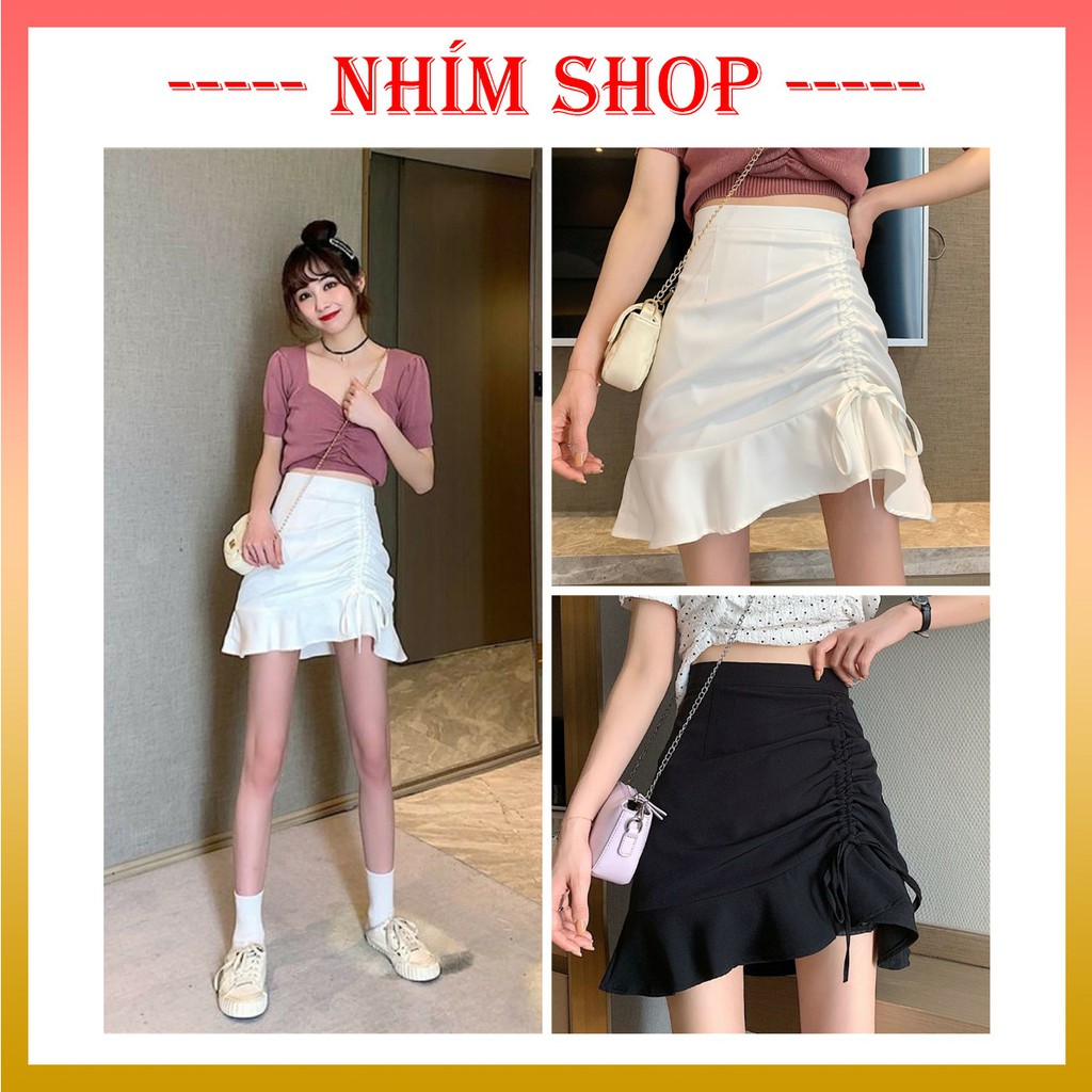 Chân váy dây rút, chân váy ulzzang ❤ Chân váy chữ A ❤ Chân váy trắng, chân váy đen - NhimShop CV08