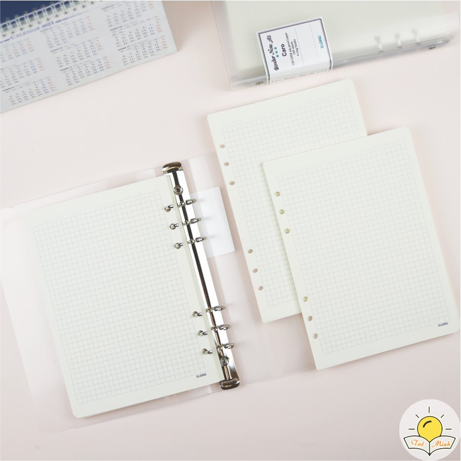 Set trang trí sổ Bullet journal Sky- bộ quà tặng sổ còng binder Klong, sticker, note, washi tape Luv102