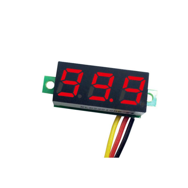 Vôn Kế điện tử,  đồng hồ đo vôn DC màn hình Led. 22,6 x 10 x 9mm, đo 2,5v đến 40v DC