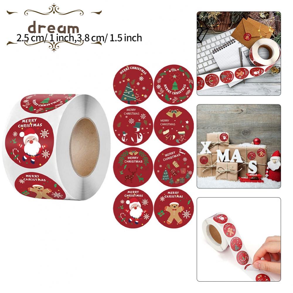 【DREAMLIFE】Sticker Merry Holidays Sticker Roll Christmas Gift Box Seal Gift Decoration