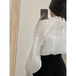 Áo voan dập li tay xoè