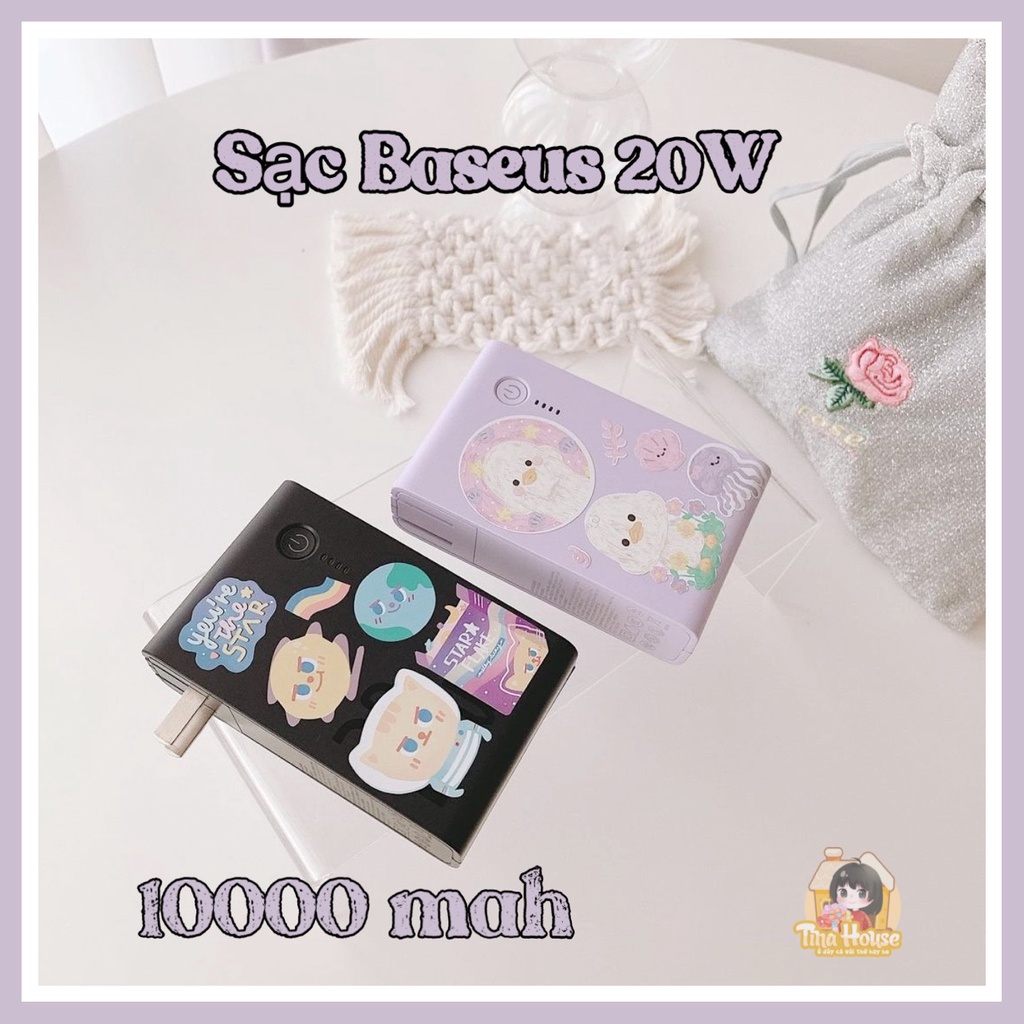 Sạc Dự Phòng Baseus 20W 10000mAh Tích Hợp Chân Sạc 2 Trong 1 Tốc Độ Cao Hiển Thị Màn Hình Led - Bảo Hàng 6 Tháng