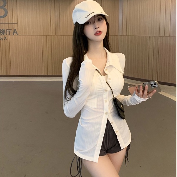 Áo Sơ Mi Tay Dài Cổ Polo Mỏng Chống Nắng Kiểu Pháp Thời Trang Cho Nữ | BigBuy360 - bigbuy360.vn