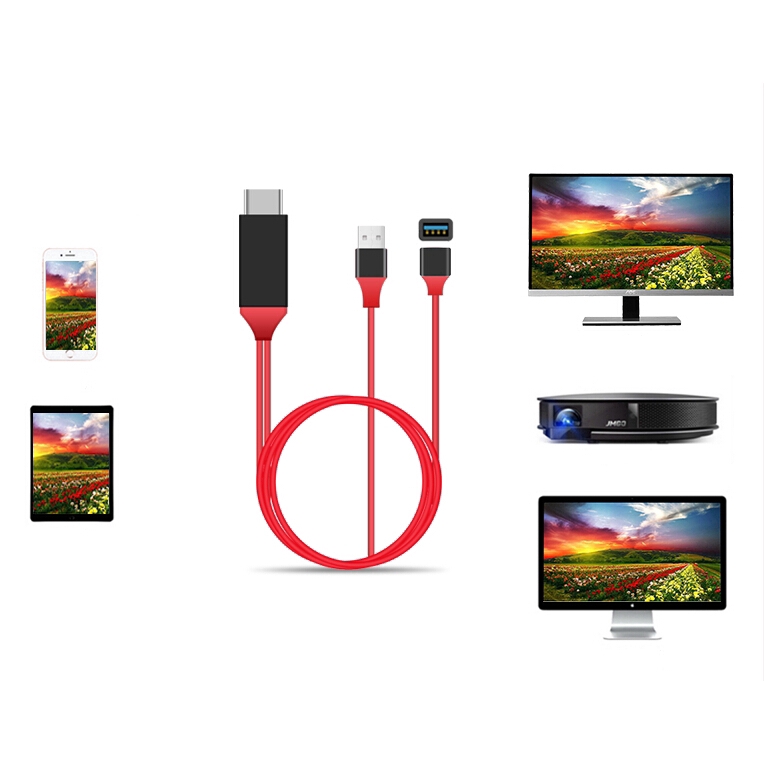 Dây cáp sạc truyền dữ liệu Lightning qua HDMI dài 1m cho Iphone/Ipad/Android