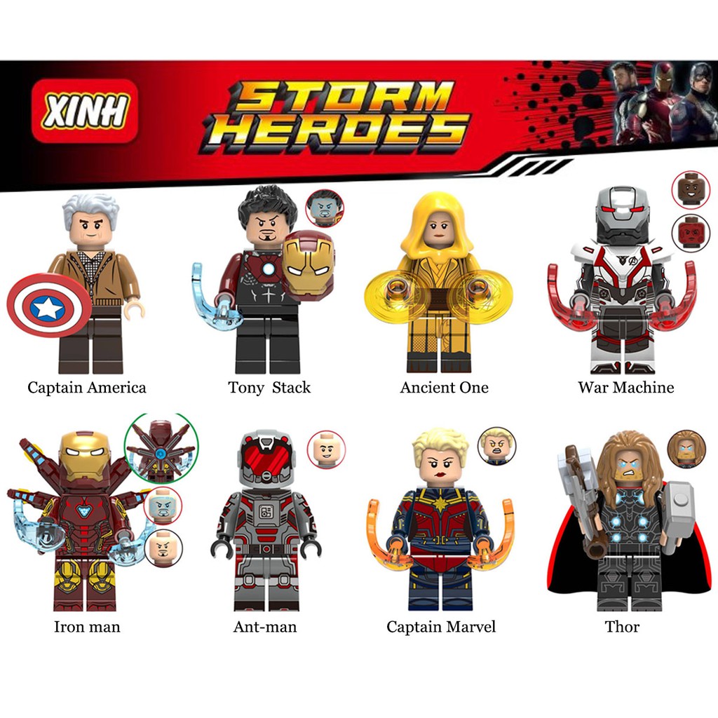 Minifigure nhân vật siêu anh hùng Marvel Captain Marvel/ Iron man/Thor/Ant man