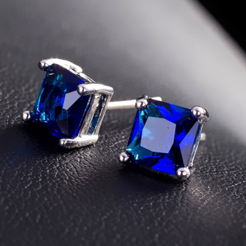 Bông Tai Hình Vuông Đính Đá Zircon 6MM Không Gây Dị Ứng Phong Cách Hàn Quốc Thời Trang
