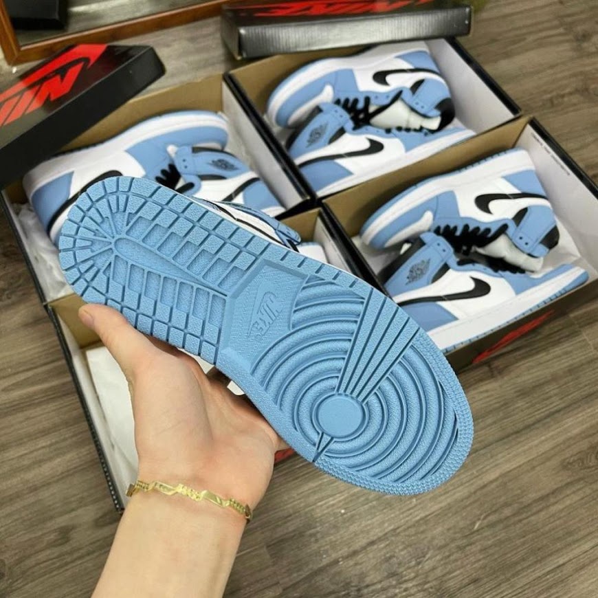 Giày Jordan 1 High University Blue, Giày Thể Thao Air Jordan Xanh Móc Đen, Giày JD1 Cổ Cao Cao Nam Nữ Hot 2021