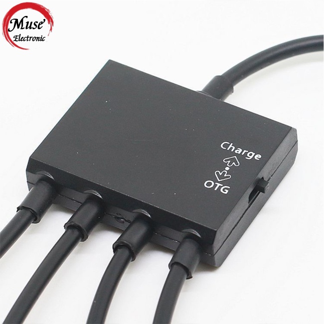 Bộ Chia Otg Micro Usb 2.0 4 Cổng Có Công Tắc Cho Điện Thoại Di Động
