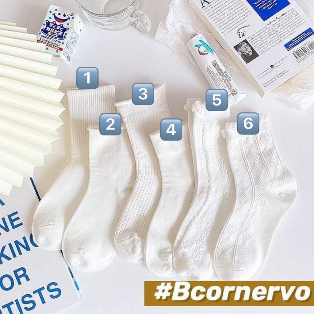 Vớ Trắng Trơn Cổ Cao