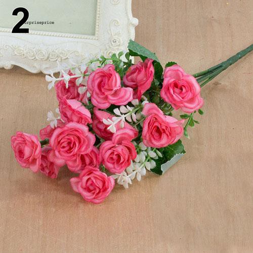 Cành 15 đầu hoa hồng nhân tạo màu sắc sống động đẹp mắt