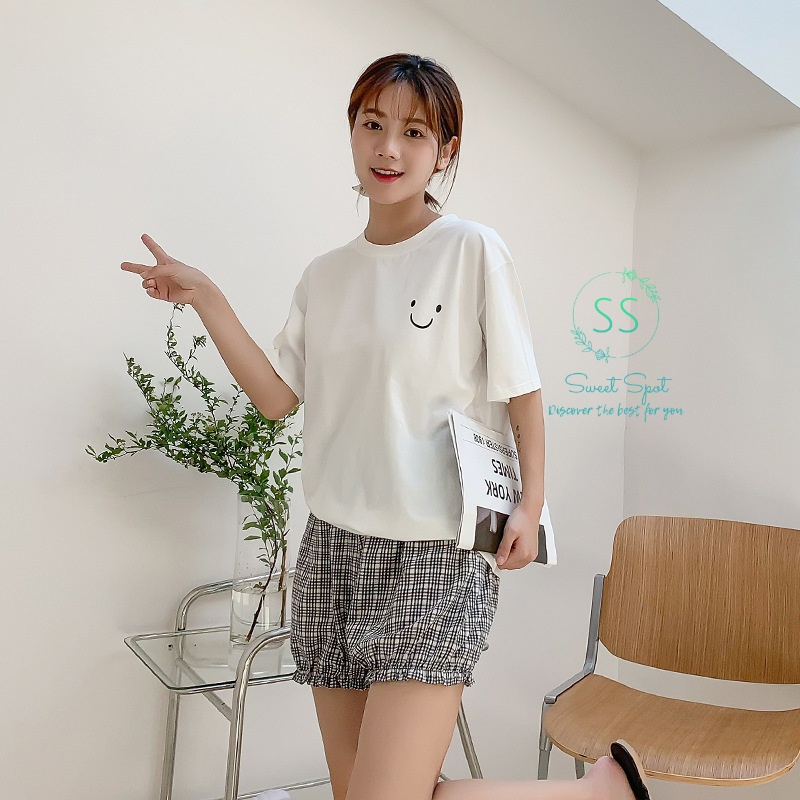 [Siêu phẩm] Đồ bộ nữ ở nhà cao cấp, bộ đồ ngủ, đi chơi, set đồ Hàn Quốc mặt cười dễ thương