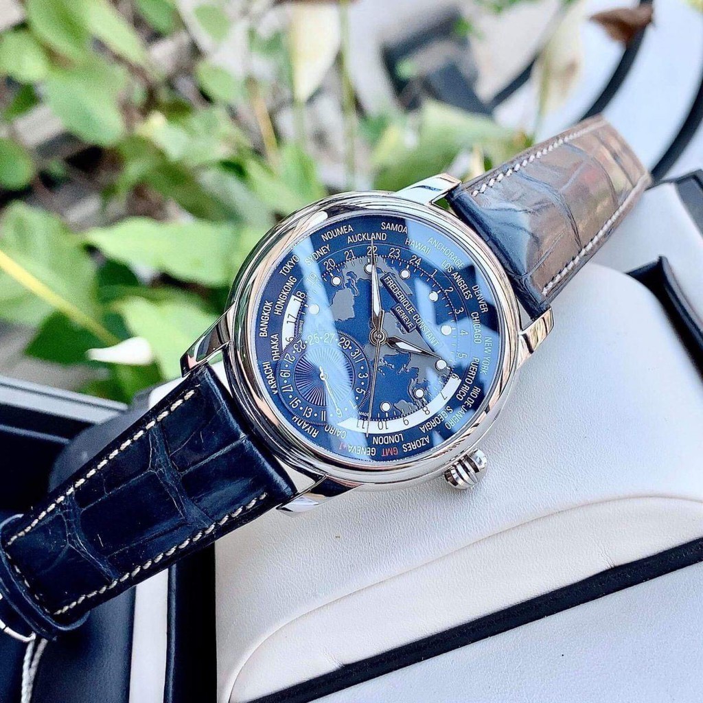 Đồng hồ nam chính hãng Frederique Constant Classic Worldtimer Manifacture FC718NWM4H6 - Máy cơ tự động - Kính Sapphire