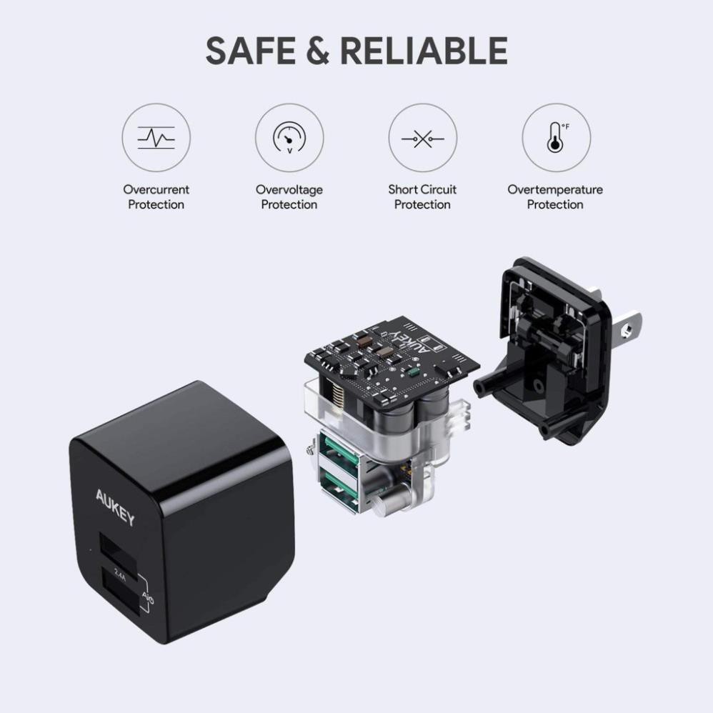 Cốc Sạc Mini Aukey 2 Cổng 12W AiPower - PA-U32