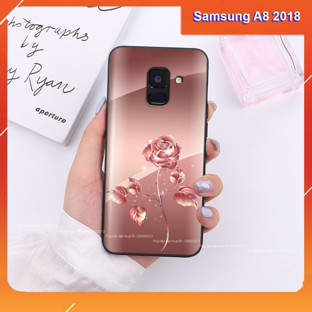 Ốp lưng Samsung A8 2018 hình hình hoa, thiên nga, đẹp thời trang - CAO CẤP - SANG TRỌNG