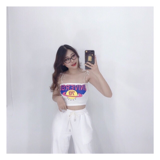 Áo Croptop Nữ - Croptop Dây Nơ In Hoạ Tiết Phong Cách Hè - AD09