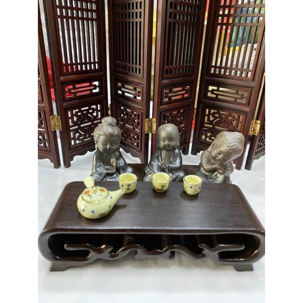 Bộ ấm trà kiểu Nhật tí hon 6 món gốm sứ để trang trí