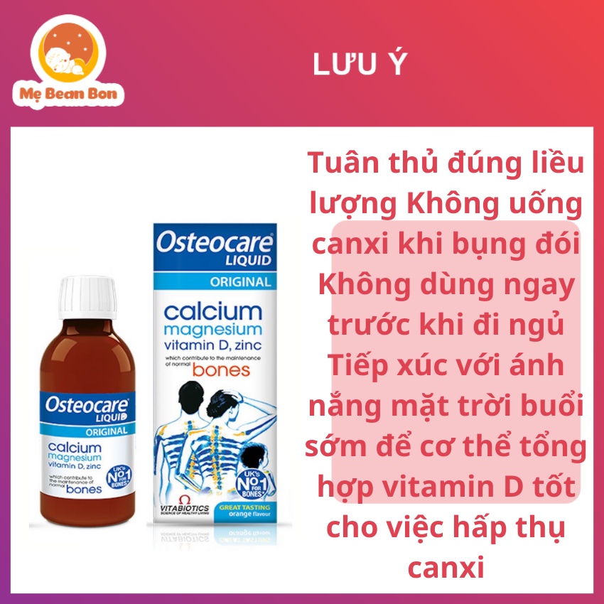 Canxi nước Osteocare Liquid Original 200ml của Anh cho bé từ 3 tuổi bà bầu người lớn giúp hỗ trợ xương khớp khoẻ mạnh