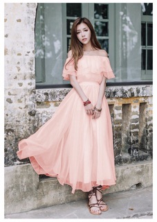 Đầm Maxi Voan trễ vai