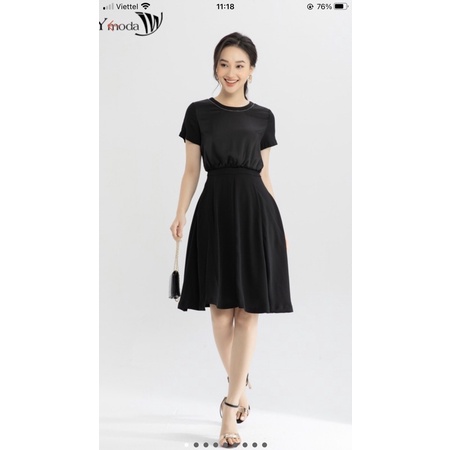 Thanh lý đầm xoè cổ viền size S, nguyên tag màu đen vải lụa đẹp như hình, kín đáo trẻ trung, phù hợp đi làm đi tiệc, …..