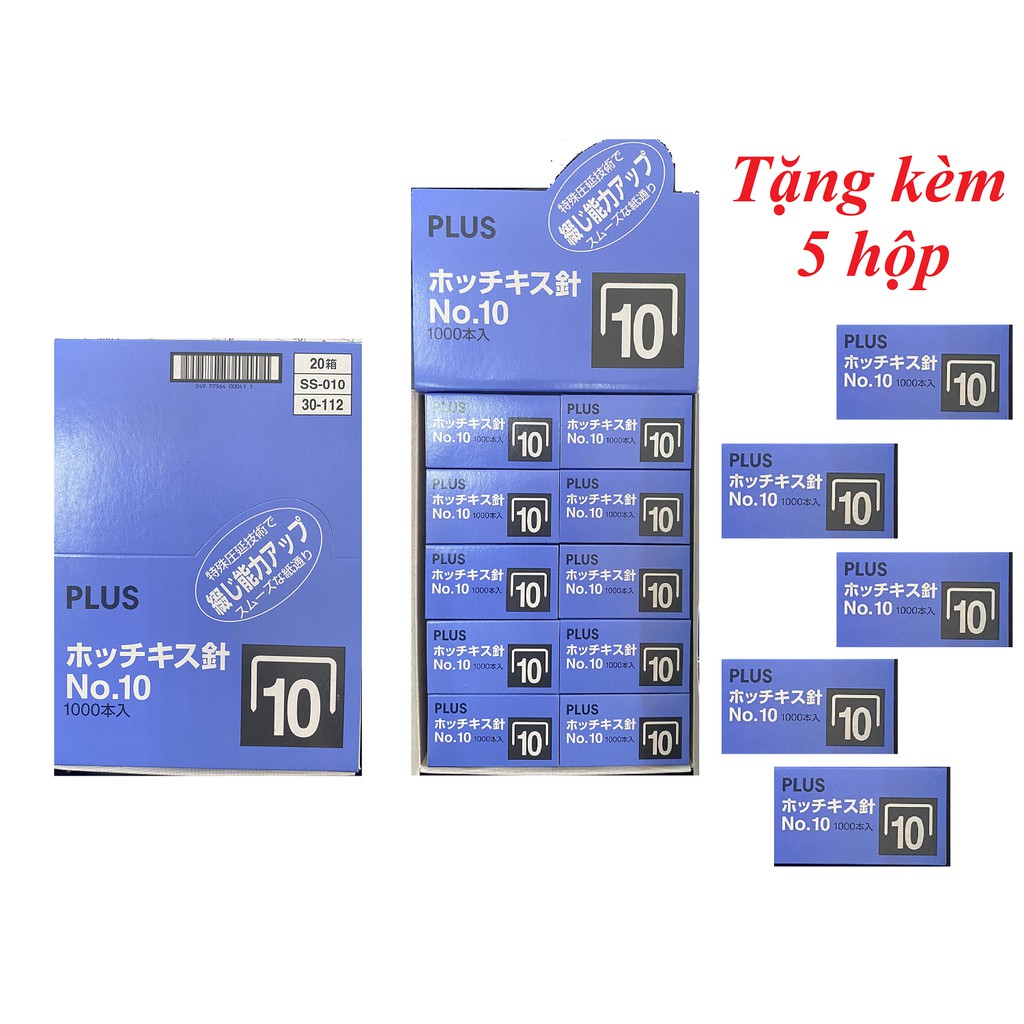 Combo 20 hộp đạn ghim 10 Plus của Nhật, tặng 5 hộp