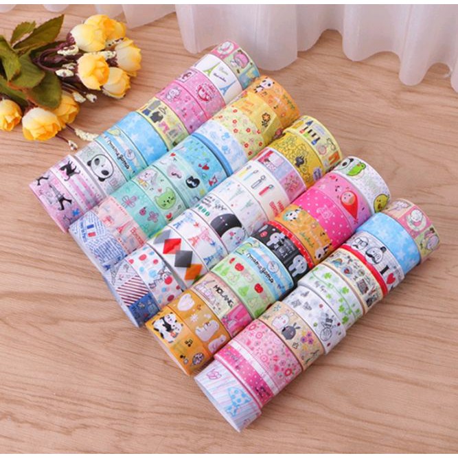 SPN027 - 10 cuộn băng keo dán hình washi