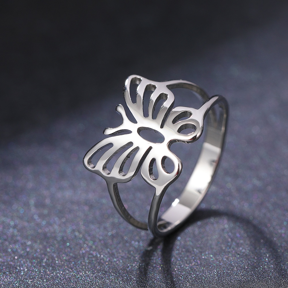 Nhẫn Thép Không Gỉ Mạ Vàng 18k Hình Bướm Thời Trang