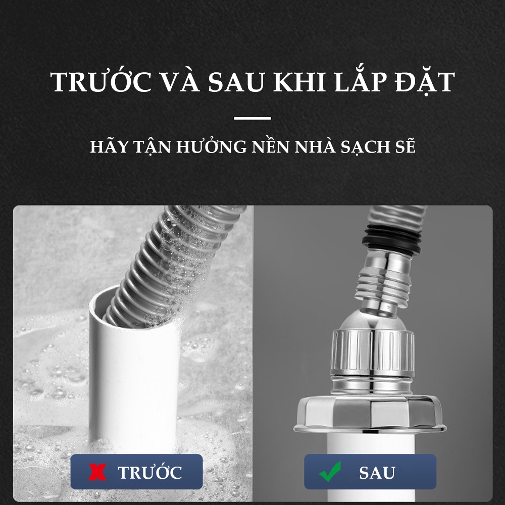 Bộ cổ đầu nối thoát nước máy giặt Minh House, ngăn mùi lắp thoát sàn, ống PVC