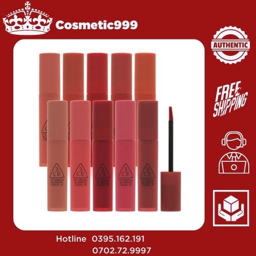 Son 3ce chính hãng, Son 3ce blurring liquid lip hàn quốc đỏ nâu, đỏ lạnh, đỏ thuần Cosmetic999