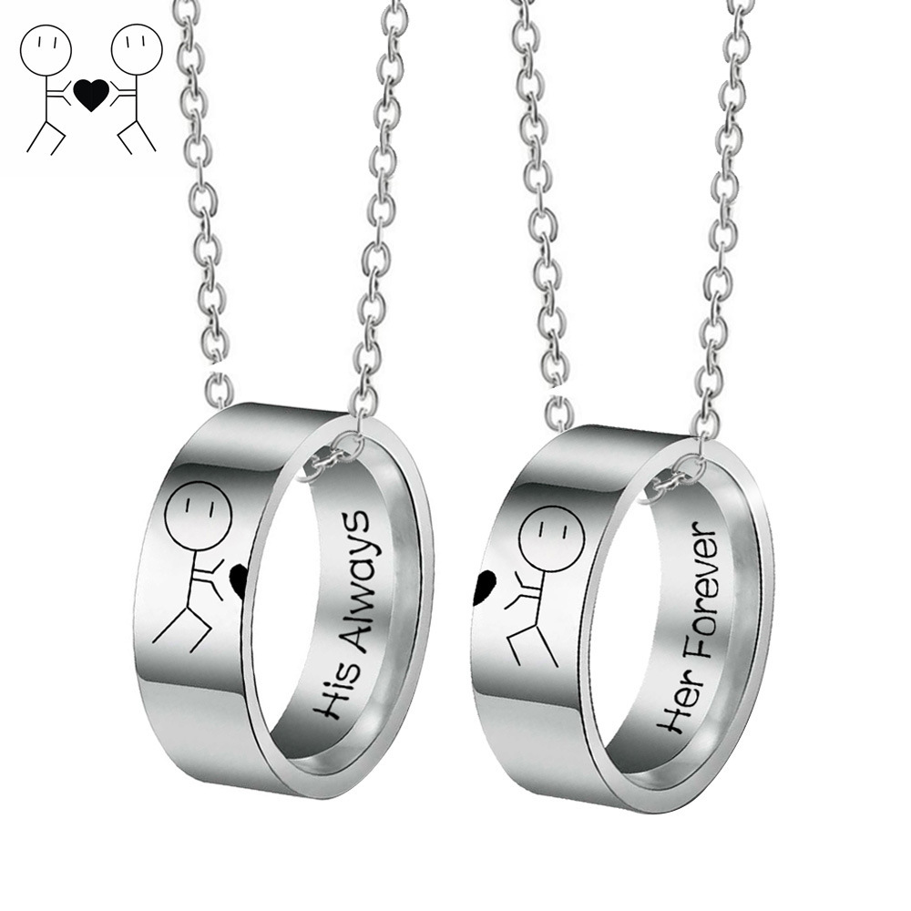 vòng cổ Thép Không Gỉ Khắc Chữ His Always Her Forever