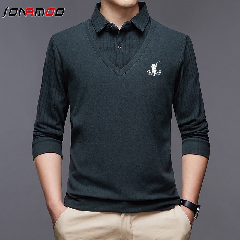 Áo polo Cotton Dài Tay Thời Trang Công Sở Cho Nam 5 Màu Lựa Chọn