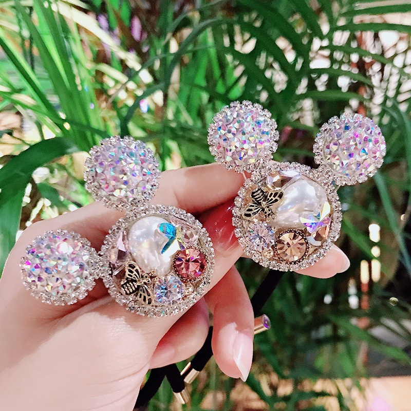 Dây Cột Tóc Cao Su Co Giãn Đính Đá Lấp Lánh Thời Trang Sang Trọng Cho Nữ