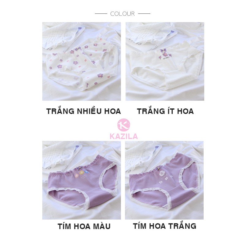 [Mã 12FASHIONSALE1 giảm 10K đơn 50K] Quần lót nữ hoa trắng tím dễ thương, quần lót cotton xuất Nhật Kazila QLH74 | BigBuy360 - bigbuy360.vn