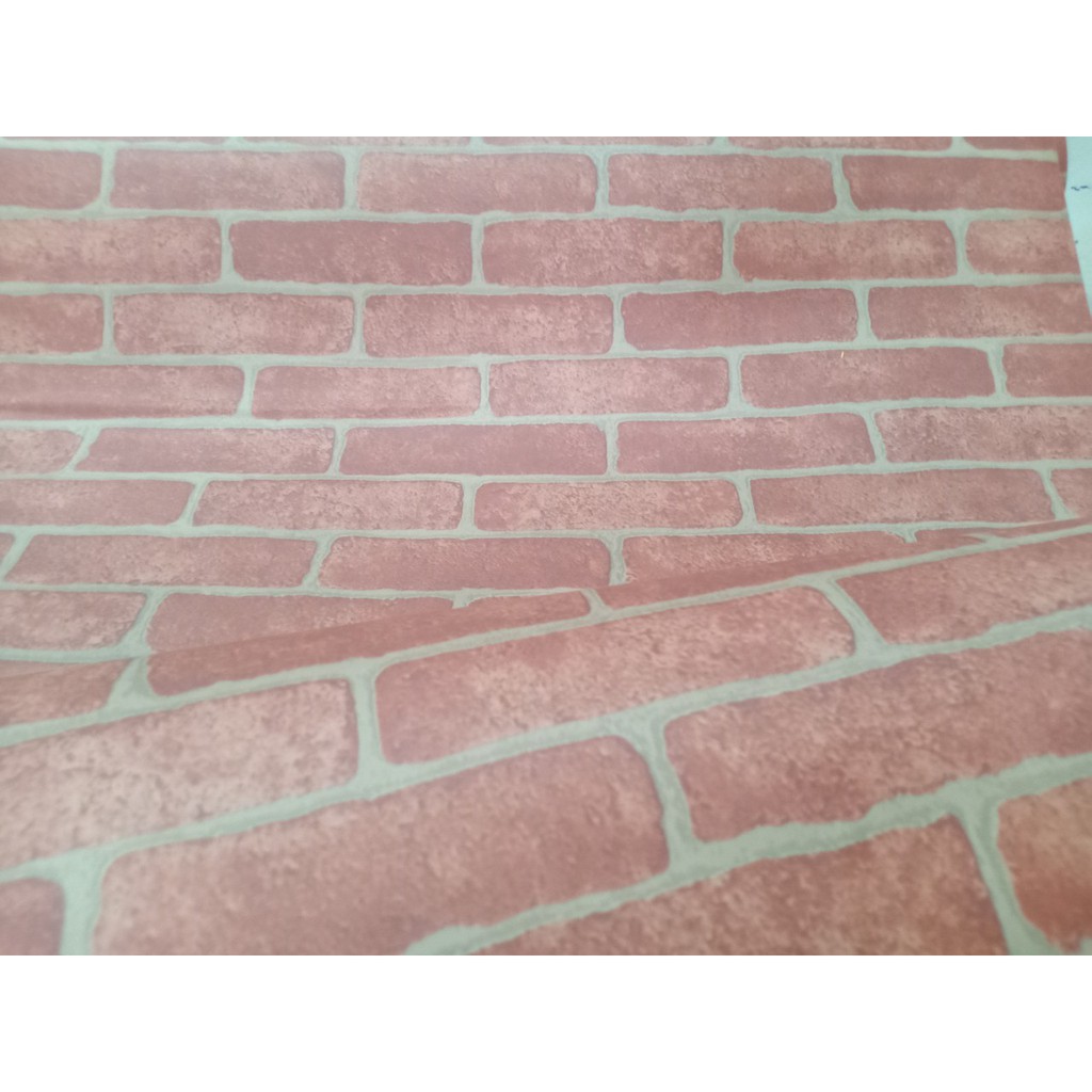 Decal giấy dán tường gạch vàng nhạt khổ 60cm giấy dày keo sẵn